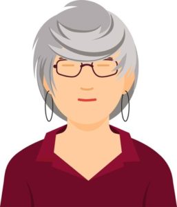 portrait femme quinqugenaire cheveux gris lunette